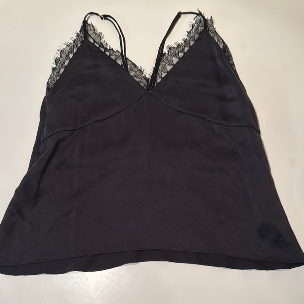 Daniella Hunter Black 100% Silk Lace Cami Top